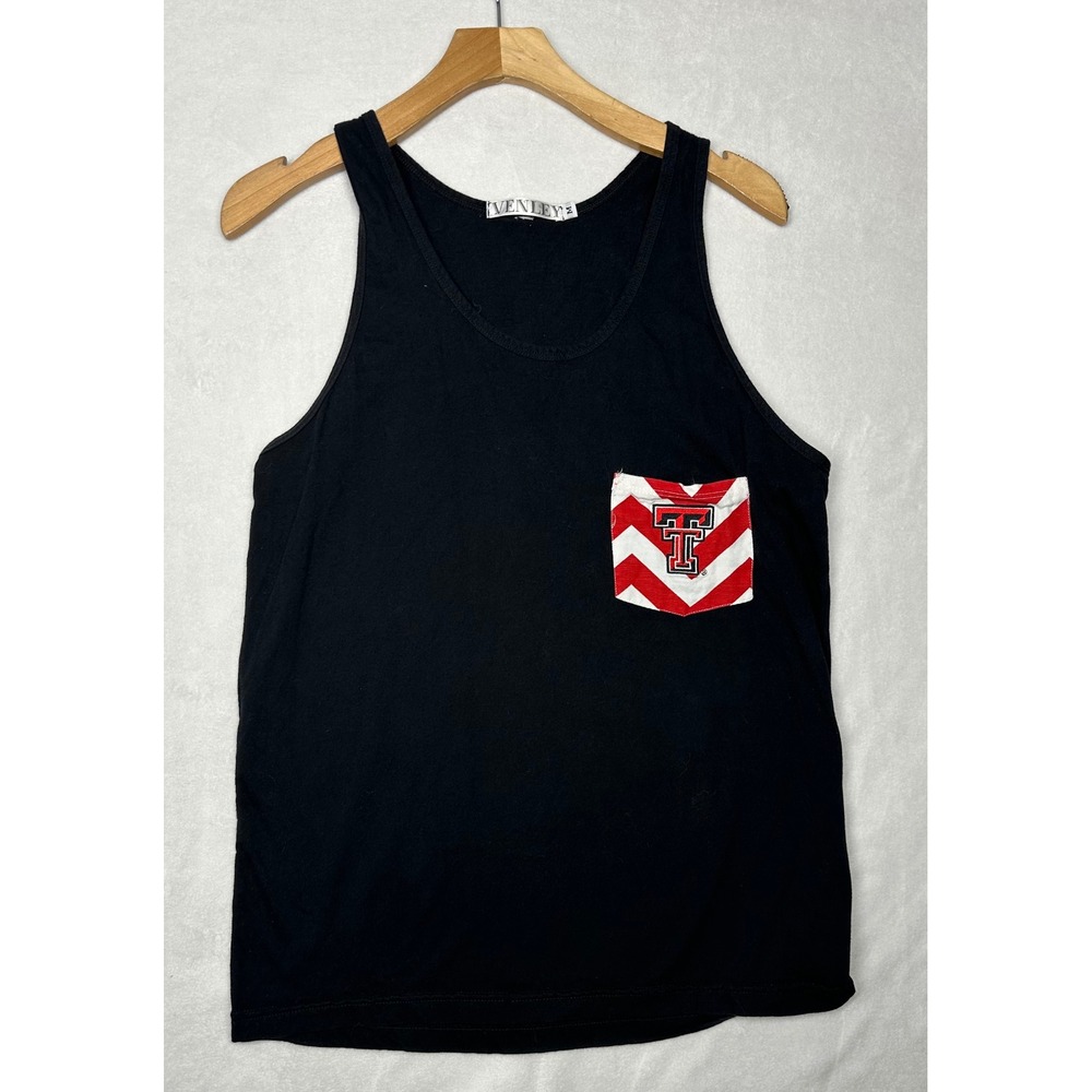 Venley Texas Tech Red Raiders Tank Top Womens Medium Black Pocket Tee‎ Double T